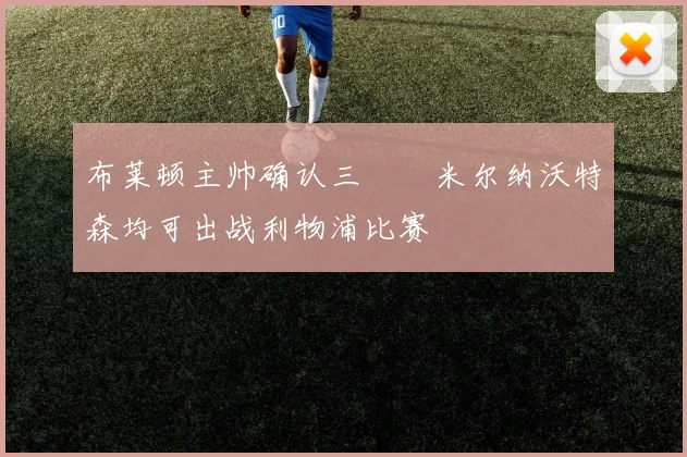 布莱顿主帅确认三笘薫米尔纳沃特森均可出战利物浦比赛